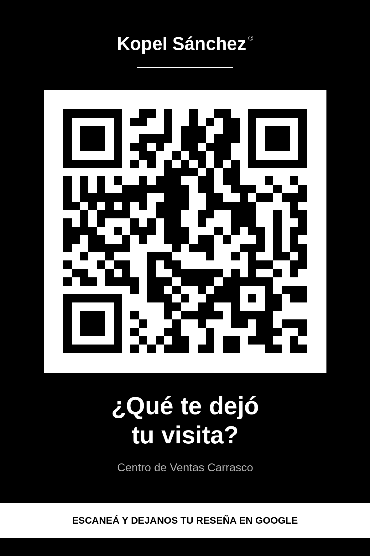 Tarjeta con el c&oacute;digo QR de Centro de Ventas Carrasco